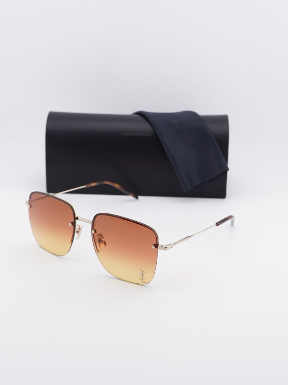 Saint Laurent SL312M 004 Square Rimless Sunglasses - Gold / Orange